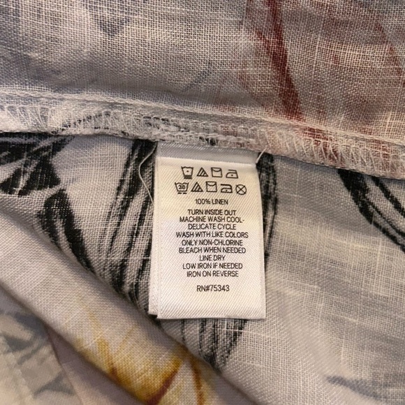 C&C California 100% Linen Floral Tropical Boho Flutter Sleeve Shift Dress Sz L - Picture 7 of 7